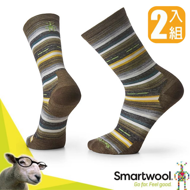 【美國 SmartWool】美麗諾羊毛 戶外日著瑪格麗特條紋中長襪(2入)/SW002091-D11 軍風橄綠✿30E010